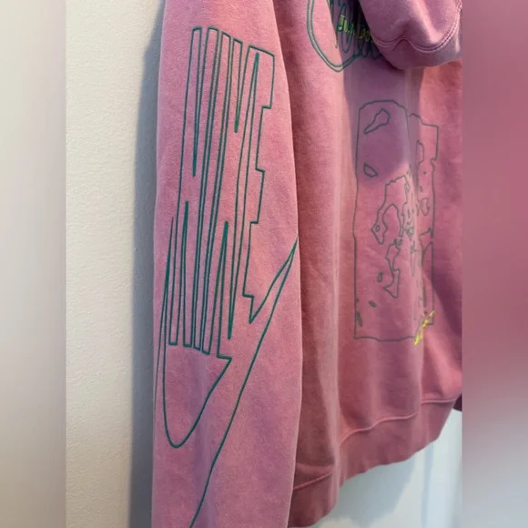 Nike Pink Distorted Swoosh Hoodie Just Do It Graphic Women’s Medium - Picture 5 of 9